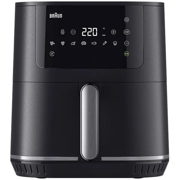 BRAUN Friteuza cu aer cald, fara ulei, Braun MultiFry 5 HF5034,1700W, 6 L, tehnologie RealOven, 8 programe automate, sertar si grill cu invelis ceramic fara PFAS, temperatura ajustabila, ecran digital, oprire automata, Negru