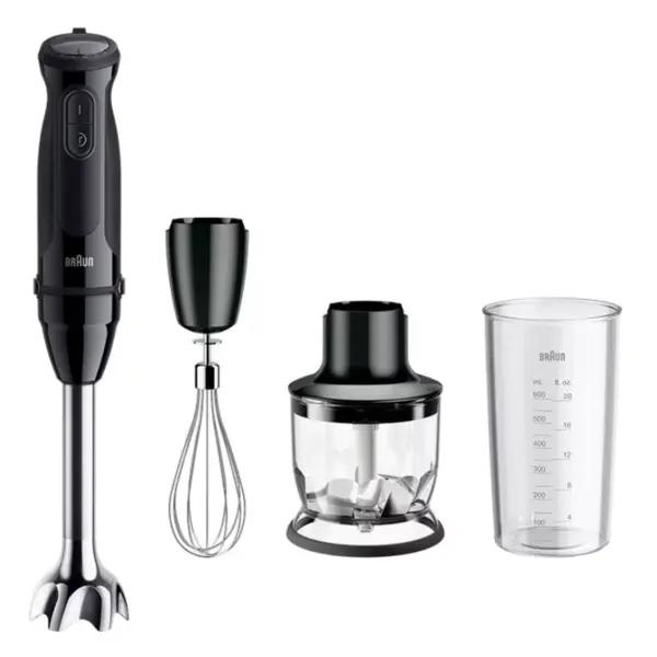 BRAUN Mixer vertical Braun MQ50202M, 1000 W, 21 trepte viteza, Functie Turbo, Tocator 350 ml, Tel, Pahar gradat 600 ml, Negru