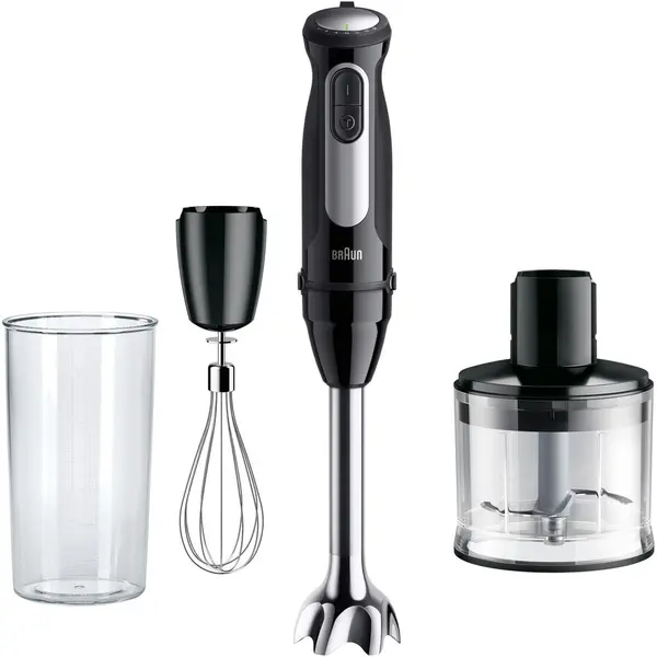 BRAUN Mixer vertical Braun MQ55236M, 1000 W, 25 trepte viteza, Functie Turbo, Tocator 500 ml, Pahar gradat 600 ml, Tel, Negru-Inox