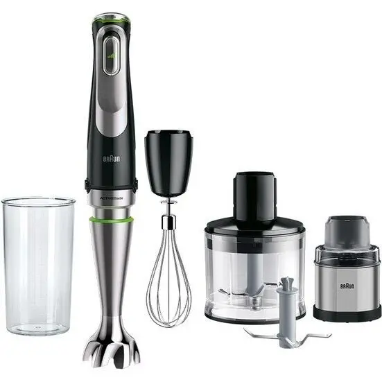 BRAUN Mixer vertical Braun MQ9138XI, 1200 W, Pahar gradat 0.6 l, Tocator 0.5l, Tel, Rasnita, viteza variabila, Negru