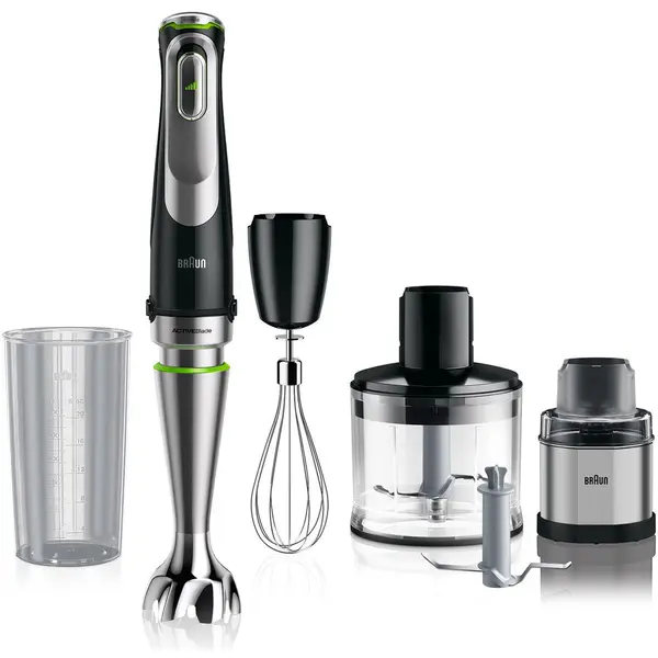 BRAUN Mixer vertical Braun MQ9138XI, 1200 W, viteza variabila SmartSpeed, Tocator 500ml, Pahar gradat 600 ml, Rasnita cafea/condimente, Tel, Negru
