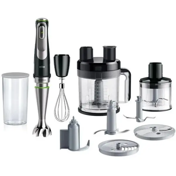 BRAUN Mixer vertical Braun MultiQuick 9 MQ9195XLI, 1200W, Tocator 500ml, Bol 3,2l, Sistem EasyClick Plus, SplashControl, iMode, ActiveBlade, SmartSpeed, Pahar 600ml fara BPA, ChildLock, Lame inox, Argintiu