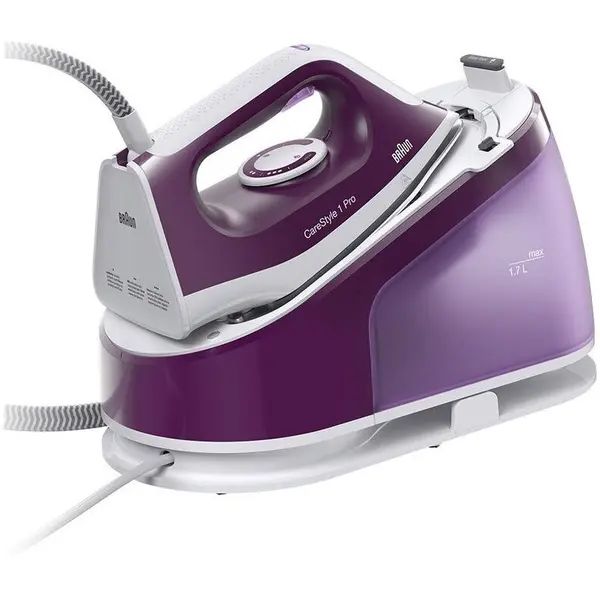 BRAUN Statie de calcat Braun CareStyle 1 Pro IS1514VI, 2200 W, 6 bari, talpa ceramica, rezervor 1.7 l, debit de abur 400 g/min, Alb/Violet