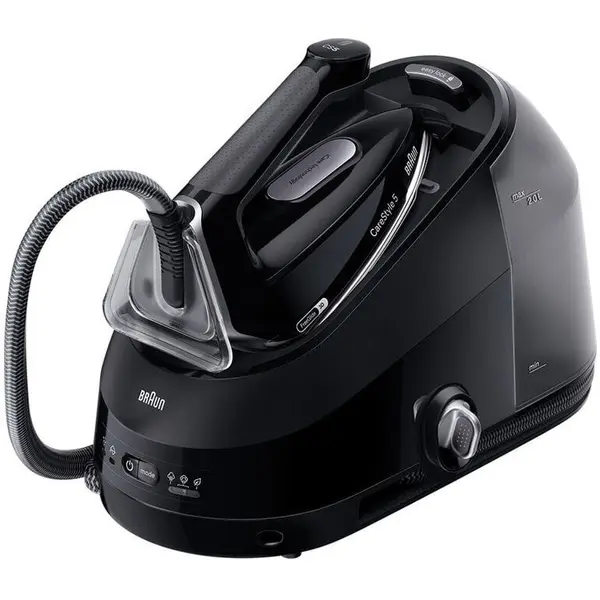 BRAUN Statie de calcat Braun CareStyle 5 IS5249BK, 2400W, 7.5 bari, abur variabil 150g/min, jet de abur 510g/min, rezervor detasabil 2L, tehnologie iCare, tehnologie FreeGlide, talpa EloxalPlus, sistem decalcifiere Ultimate FastClean, oprire automata, Ne