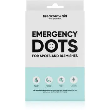 breakout + aid Emergency Dots For Spots and Blemishes tratament topic pentru acnee pe fata, decolteu si spate cu ulei din arbore de ceai