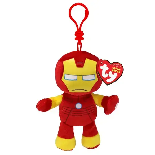 Breloc de plus Ty Iron Man, 8.5 cm (Rosu/Galben)