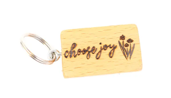 Breloc din lemn reciclat "Choose joy" | Deco Sara's Handmade