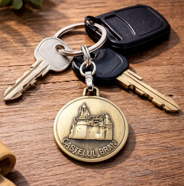Breloc metalic Castelul Bran bronz SVR152