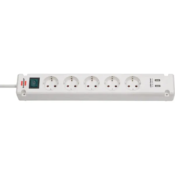 Brennenstuhl Prelungitor Brennenstuhl Bremounta 5 prize, 2 USB-uri, 3m, Buton On Off, prindere in suruburi Alb