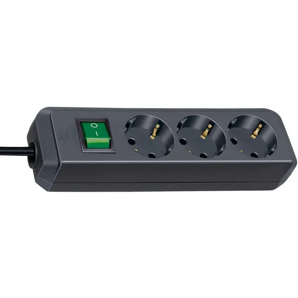 Brennenstuhl Prelungitor Brennenstuhl Eco-Line, cu intrerupator iluminat, 3 prize, protectie la atingere, cablu H05VV-F 3G1.5, 5 m, Negru