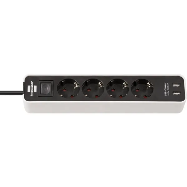 Brennenstuhl Prelungitor Brennenstuhl Ecolor 4 prize, 2xUSB, 1.5m Negru Alb