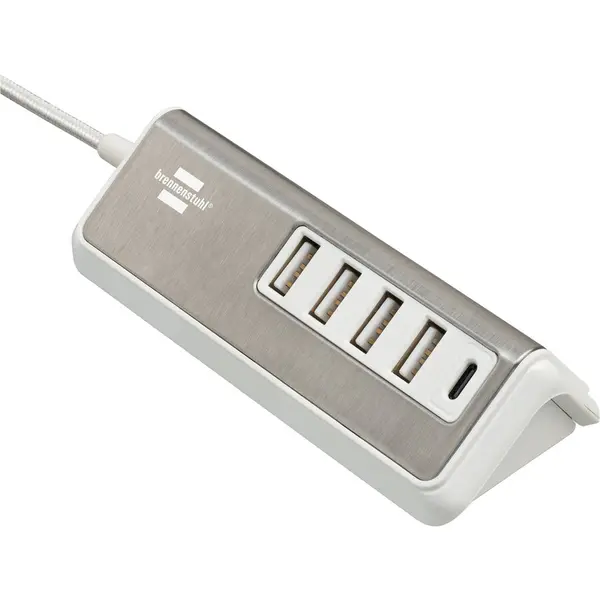 Brennenstuhl Prelungitor Brennenstuhl Estilo, 4xUSB-A 4.2A, 1xUSB-C PD 20W, 1.5m, Argintiu/Alb