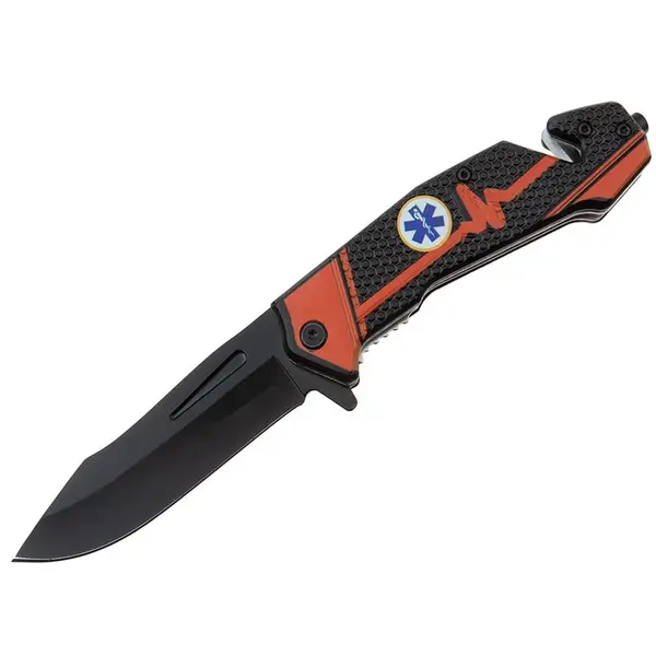 Briceag de vanatoare DEPOX , Medical Rescue, 22 cm, otel inoxidabil, negru