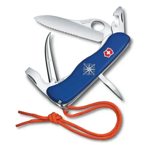 Briceag nautic multifunctional Victorinox Skipper Pro, 12 functii, Varf de marlin, Snur portocaliu stralucitor (Albastru)