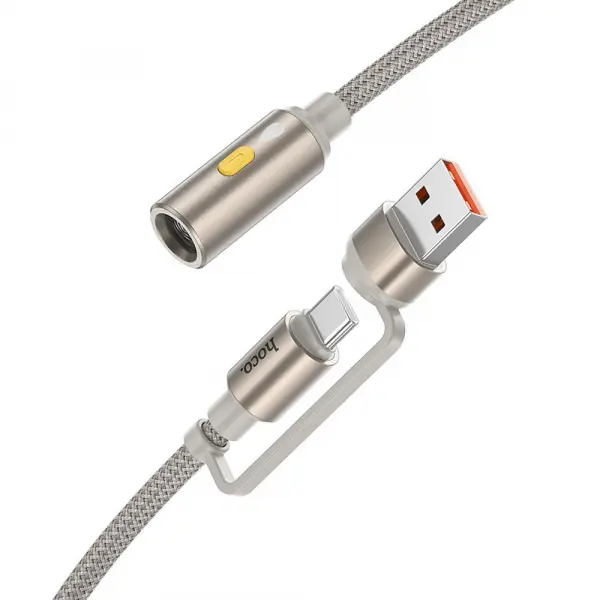 Bricheta Electrica HOCO UA38B, USB-C / USB-A, 0.3m, Auriu