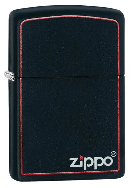 Bricheta Zippo Black Matte, neagra cu margine rosie