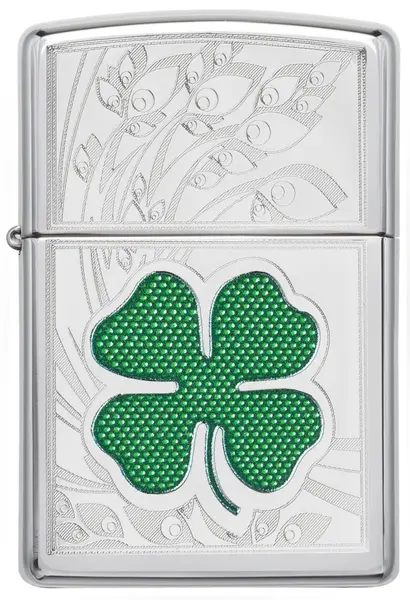 Bricheta Zippo - Trifoi, gravata, crom lucios
