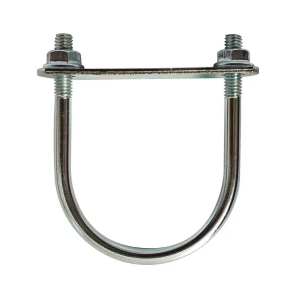 Brida Otel Rotund 80 mm Tip U pentru Fixarea Panourilor de Gard pe Stalpi Rotunzi, Vopsit Zincat