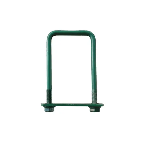 Brida Otel Rotund, 80 x 60 mm, Tip U, pentru Fixare Panouri Gard, Stalp Rectangular, Verde