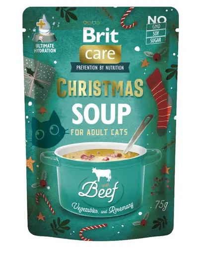BRIT Care Cat Christmas Soup Beef 3x75 g supă pentru pisici, hrană complementară cu vită și legume