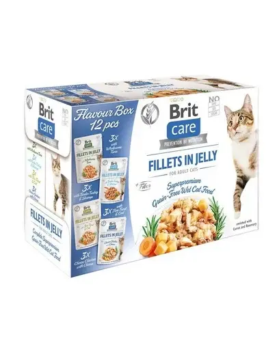 BRIT Care Cat Flavour Box in Jelly hrana umeda mix pentru pisici, 12 x 85g