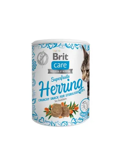 BRIT Care Cat Snack Superfruits recompense pentru pisici sterilizate, cu hering 100 g
