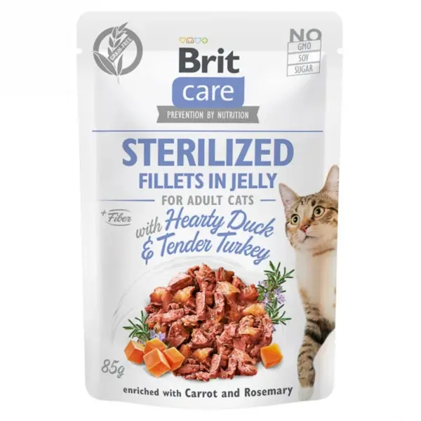 Brit Care Cat Sterilized Fillets in Jelly with Hearty Duck Turkey 85 g