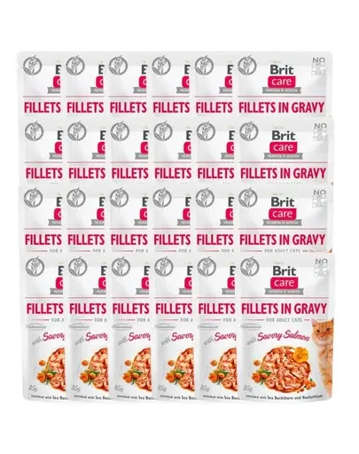 BRIT Care Fillets in gravy savory salmon Hrana umeda pentru pisici adulte, cu somon in sos 24 x 85 g