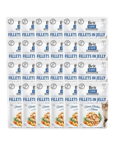 BRIT Care Fillets in Jelly Set hrana umeda pentru pisici, cu pui si branza in aspic 24 x 85 g