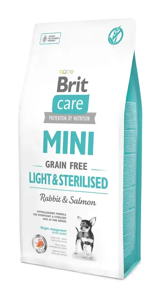 BRIT CARE Mini Grain Free Light& Sterilised Iepure şi Somon