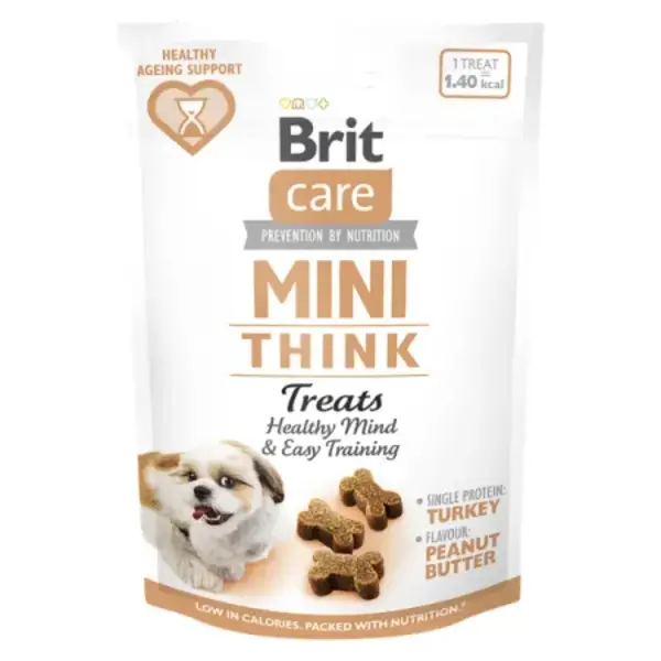 BRIT Care Mini Think, XS-S, Curcan, punguță recompense funcționale fără cereale câini, sistem nervos & calmante, 50g
