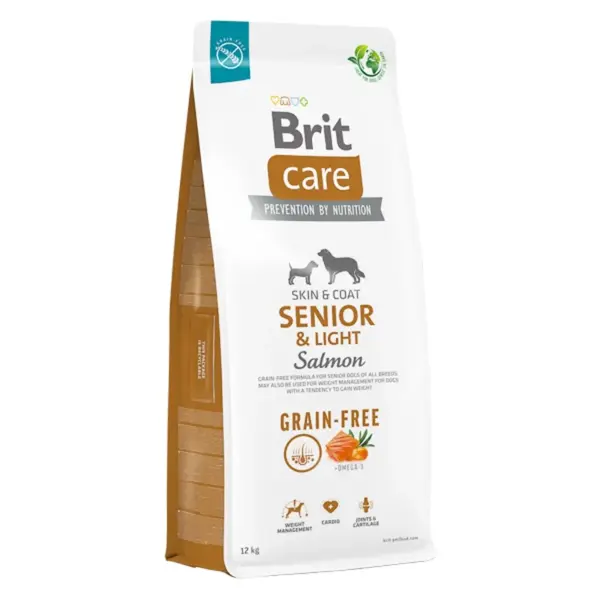 BRIT Care Senior & Light, XS-XL, Somon, hrană uscată fără cereale câini senior, obezitate, 12kg