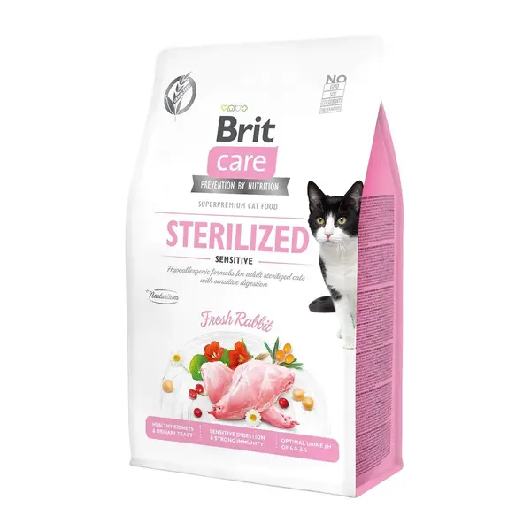 BRIT Care Sterilized Sensitive, Iepure, hrană uscată fără cereale pisici sterilizate, 7kg