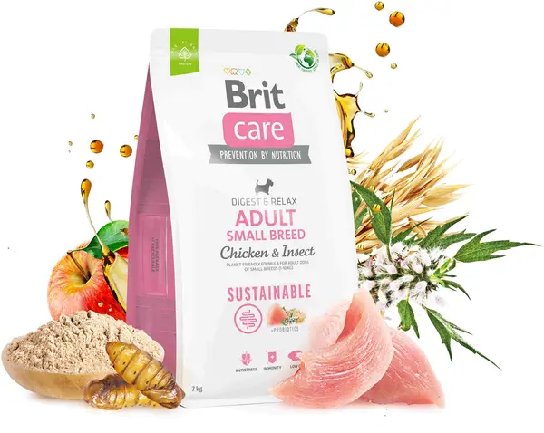 BRIT CARE Sustainable Adult Small Breed, cu Pui şi Insecte