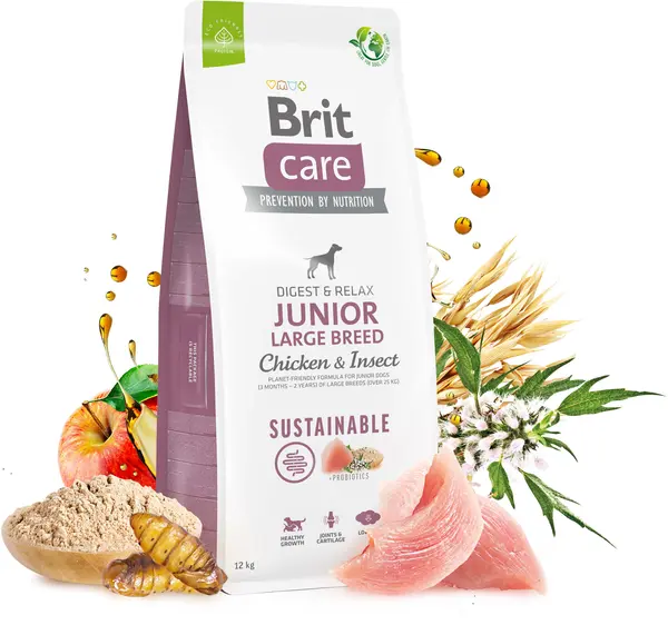 BRIT CARE Sustainable JUNIOR Large Breed, cu Pui şi Insecte