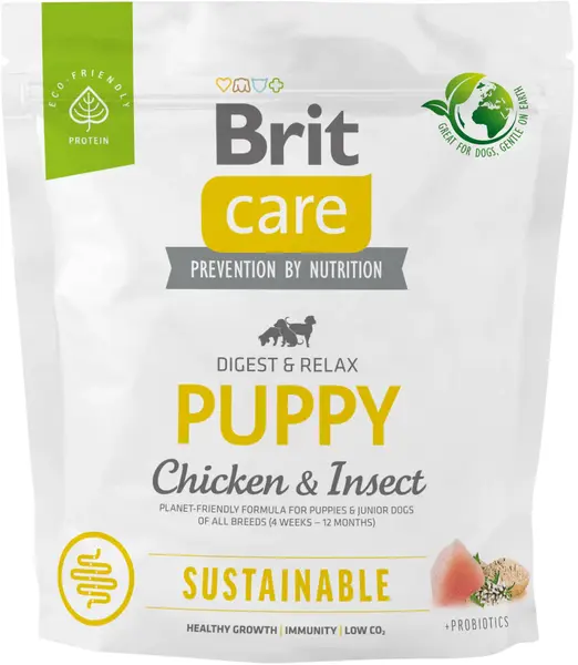 BRIT CARE Sustainable PUPPY, cu Pui şi Insecte