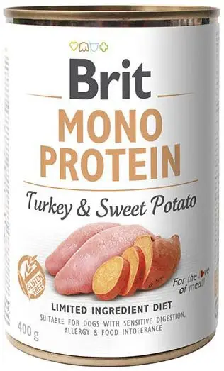 BRIT Conservă monoproteică pentru câini, cu Curcan şi Cartofi dulci 400g