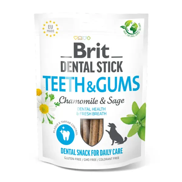 BRIT Dental Stick Teeth & Gums Mușetel și Salvie, XS-XL, punguță recompense funcționale câini, sensibilități dentare, 120g