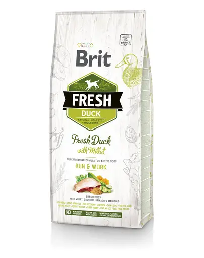 BRIT Fresh Active Run&Work Hrana uscata pentru caini, cu rata si mei 2,5 kg