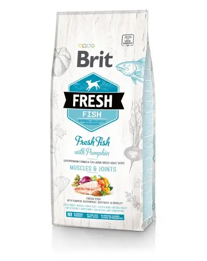 BRIT Fresh Adult Large Muscles&Joints 12 kg hrana uscata caini adulti talie mare, peste si dovleac