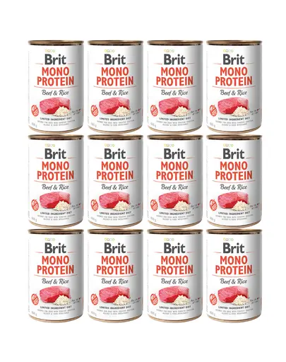 BRIT Mono Protein Beef & Rice 12x400 g vita si orez pentru caini, hrana monoproteica