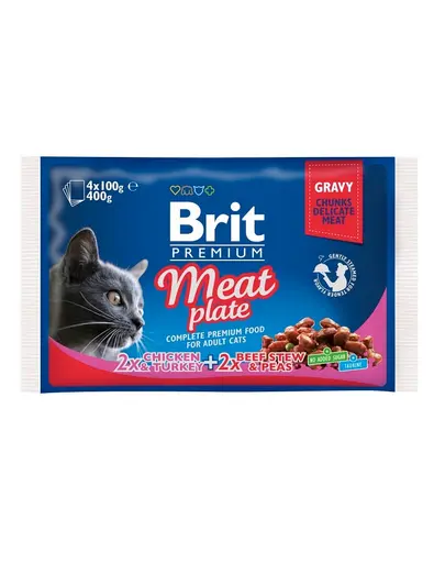BRIT Pachet Cat Adult meat plate 4x100 g