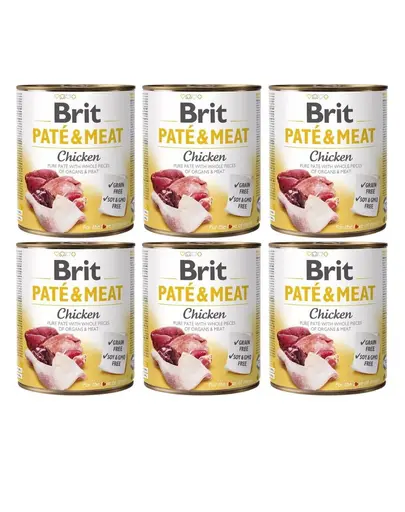 BRIT Pate&Meat chicken 6 x 800 g Hrana pentru caini adulti, pateu cu pui
