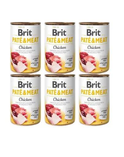 BRIT Pate&Meat chicken 6x400 g pate cu pui, hrana caine