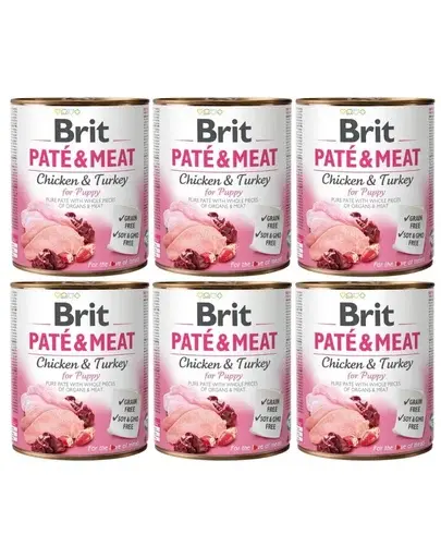 BRIT Pate&Meat puppy 6 x 800 g Hrana umeda pentru catei, pateu cu pasare