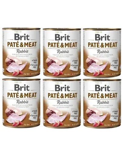 BRIT Pate&Meat rabbit 6 x 800 g Conserva pentru caine, cu iepure