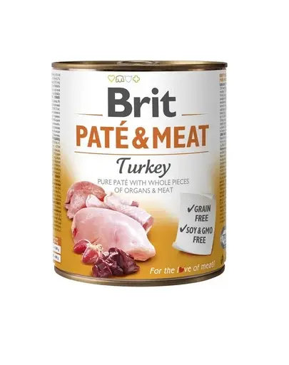 BRIT Pate&Meat turkey 800 g Conserva pateu pentru caini, cu curcan