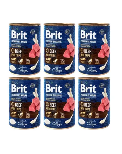 BRIT Premium by Nature Beef and tripes 6x400 g vita si maruntaie, hrana umeda caini