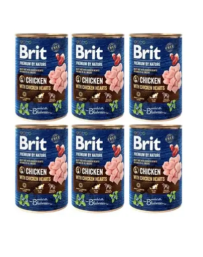 BRIT Premium by Nature Chicken and hearts 6x400 g pui si inimi, hrana naturala caini