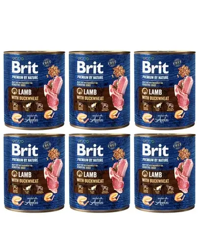 BRIT Premium by Nature Lamb and Buckwheat 6x800 g mancare umeda caine, miel si hrisca